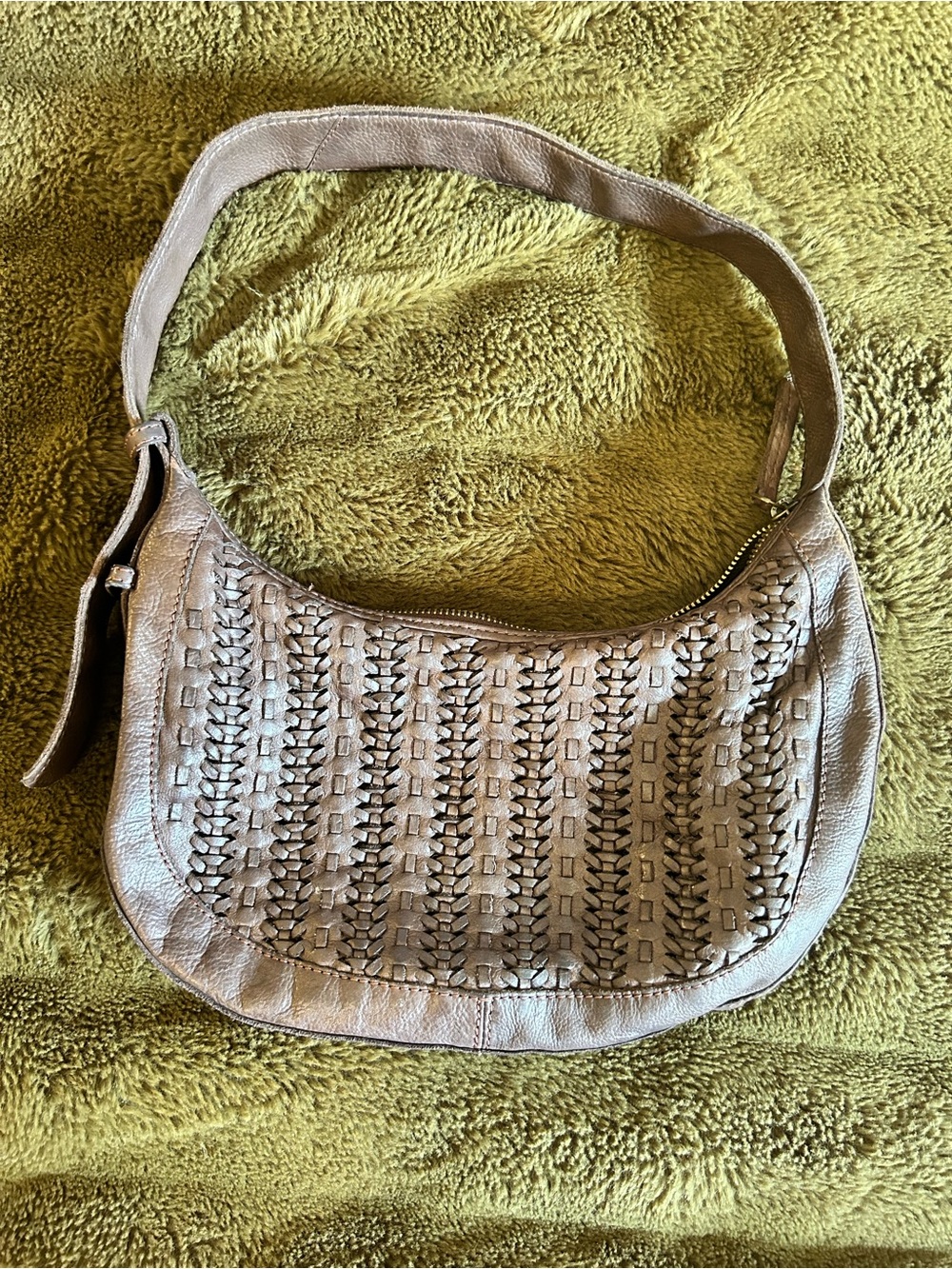 Woven Detail Shoulder Bag - Brown